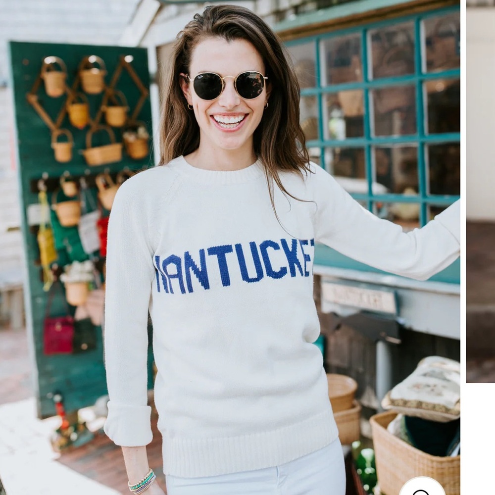 Ellsworth & Ivey Nantucket ivory and navy sweater